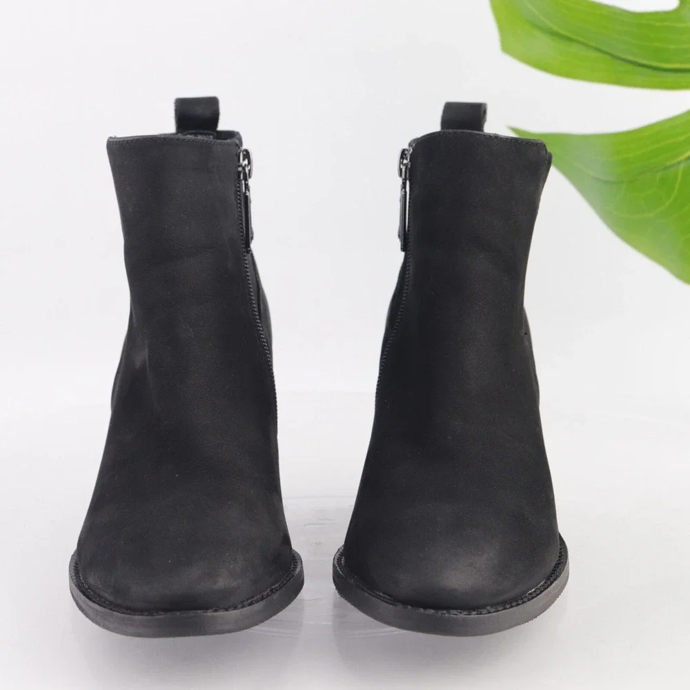 Blondo Womens Noa Boot Size 6 Waterproof Black Leather Block Heel Comfort Bootie